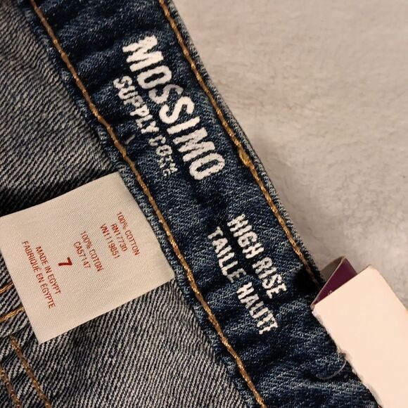 Mossimo Supply Co. High Waisted Blue Jean Shorts Distressed Frayed Hem - Picture 3 of 4